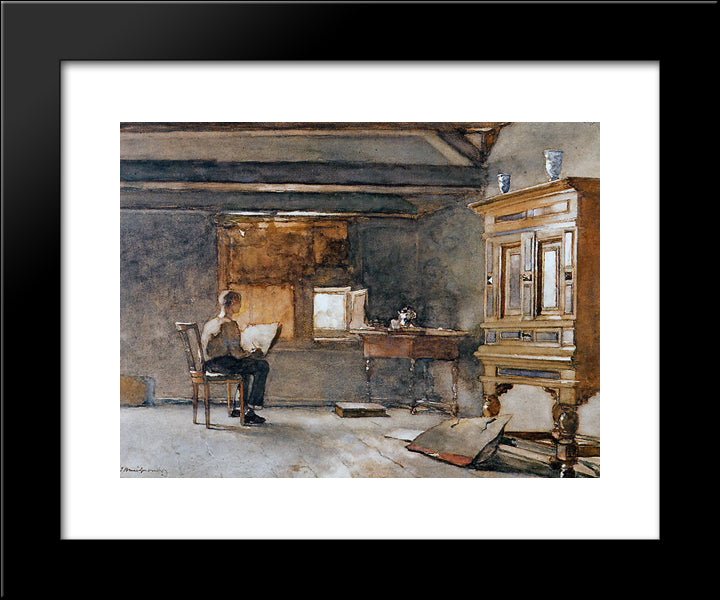 The Artist'S Studio 20x24 Black Modern Wood Framed Art Print Poster by Weissenbruch, Johan Hendrik