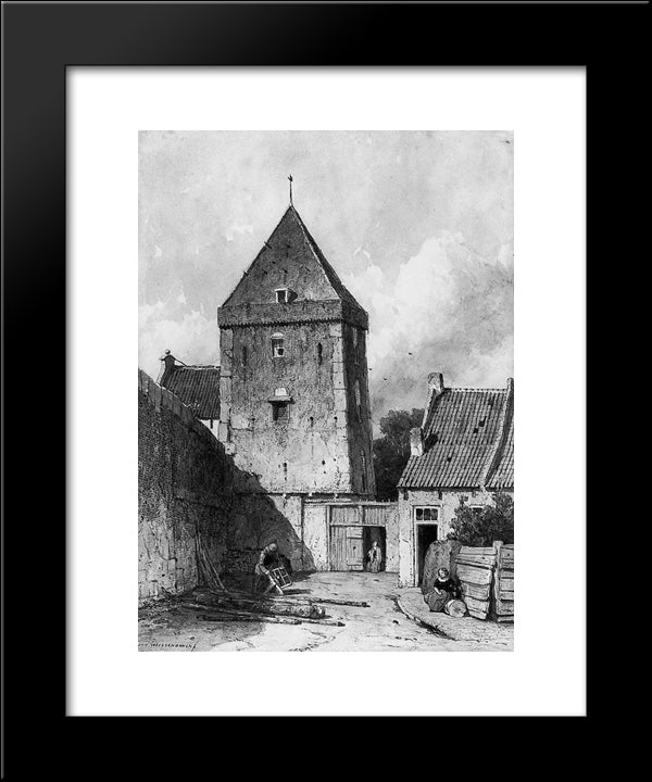 The Goilberdingenpoort In Culemborg Su 20x24 Black Modern Wood Framed Art Print Poster by Weissenbruch, Johan Hendrik