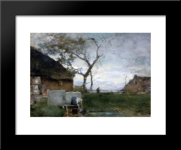 The Washing Place 20x24 Black Modern Wood Framed Art Print Poster by Weissenbruch, Johan Hendrik