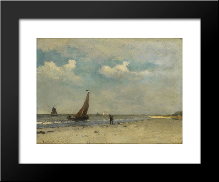 View Of Seaside 20x24 Black Modern Wood Framed Art Print Poster by Weissenbruch, Johan Hendrik