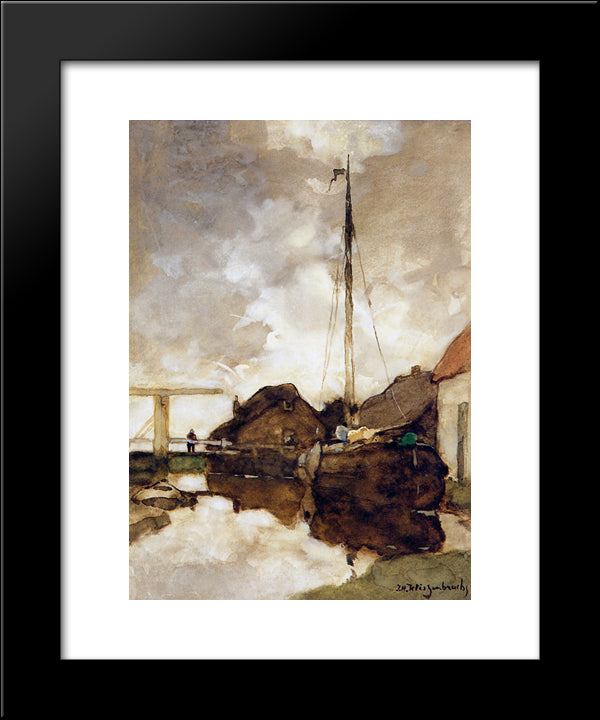 View On Canal 20x24 Black Modern Wood Framed Art Print Poster by Weissenbruch, Johan Hendrik