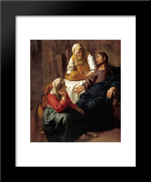 Christ In The House Of Martha And Mary 20x24 Black Modern Wood Framed Art Print Poster by Vermeer, Johannes