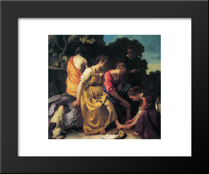 Diana And Her Companions 20x24 Black Modern Wood Framed Art Print Poster by Vermeer, Johannes