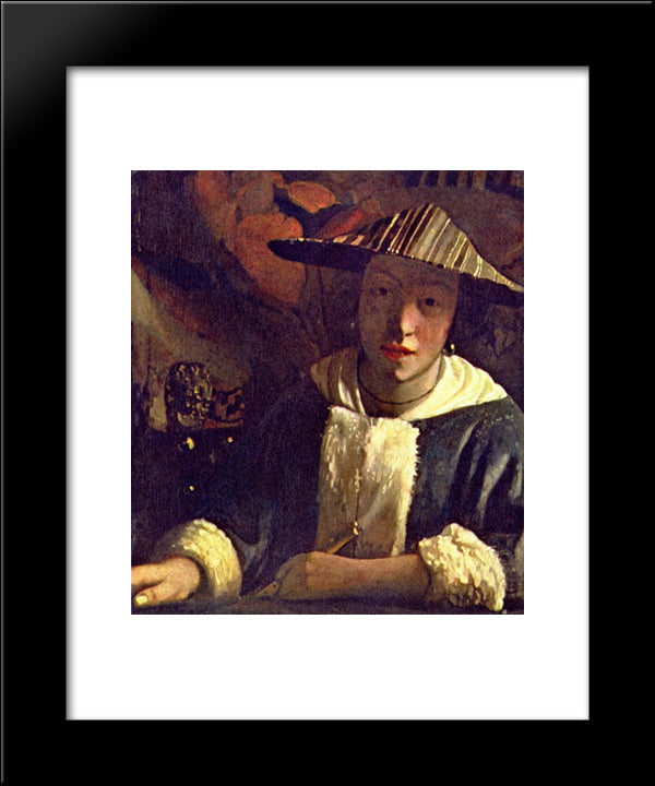 Girl With A Flute 20x24 Black Modern Wood Framed Art Print Poster by Vermeer, Johannes
