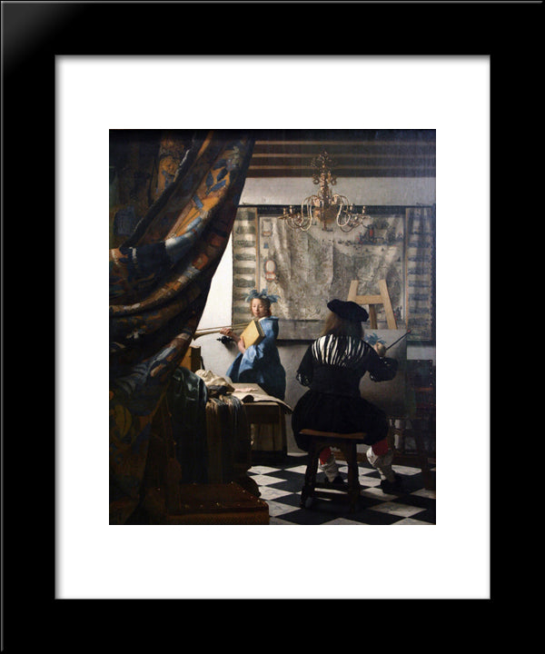 The Art Of Painting 20x24 Black Modern Wood Framed Art Print Poster by Vermeer, Johannes