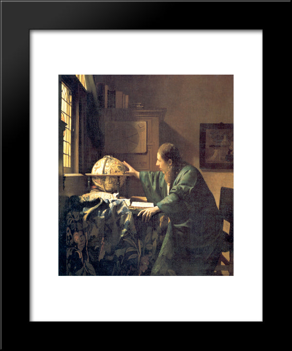 The Astronomer 20x24 Black Modern Wood Framed Art Print Poster by Vermeer, Johannes