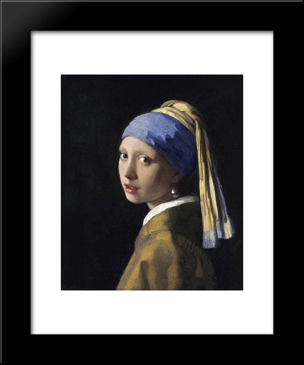 The Girl With A Pearl Earring 20x24 Black Modern Wood Framed Art Print Poster by Vermeer, Johannes