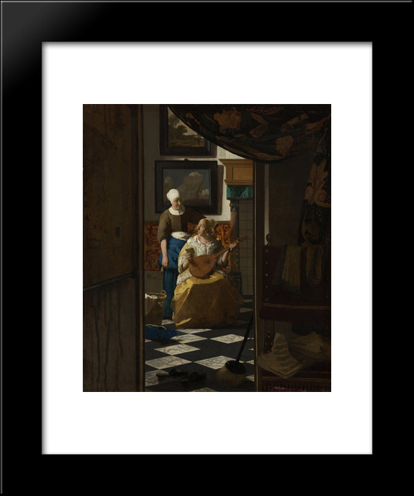 The Love Letter 20x24 Black Modern Wood Framed Art Print Poster by Vermeer, Johannes