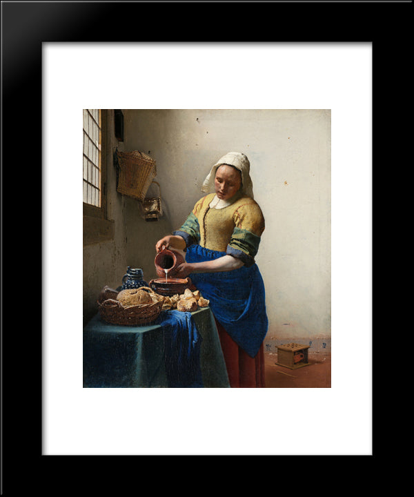 The Milkmaid 20x24 Black Modern Wood Framed Art Print Poster by Vermeer, Johannes