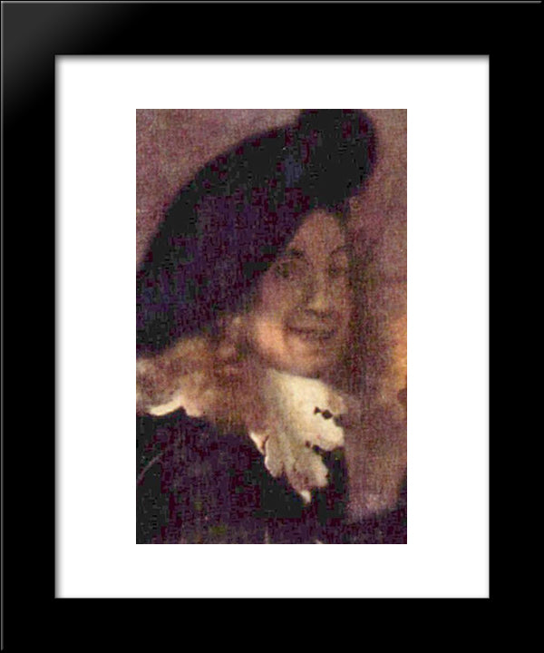 The Procuress, Detail (Supposed Self-Portrait) 20x24 Black Modern Wood Framed Art Print Poster by Vermeer, Johannes