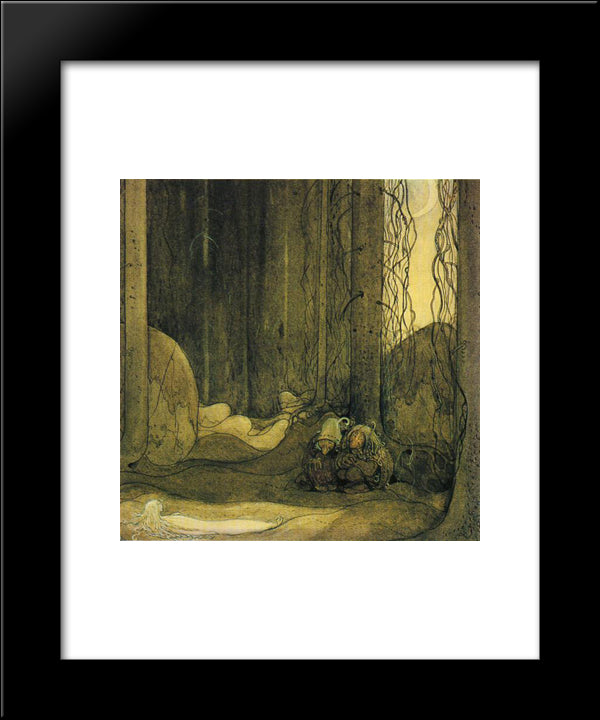 When She Woke Up Again She Was Lying On The Moss In The Forest 20x24 Black Modern Wood Framed Art Print Poster by Bauer, John