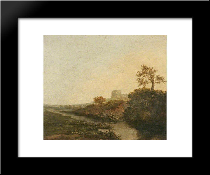 A Castle In Ruins, Morning 20x24 Black Modern Wood Framed Art Print Poster by Crome, John