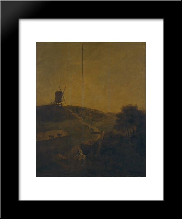 A Windmill Near Norwich 20x24 Black Modern Wood Framed Art Print Poster by Crome, John