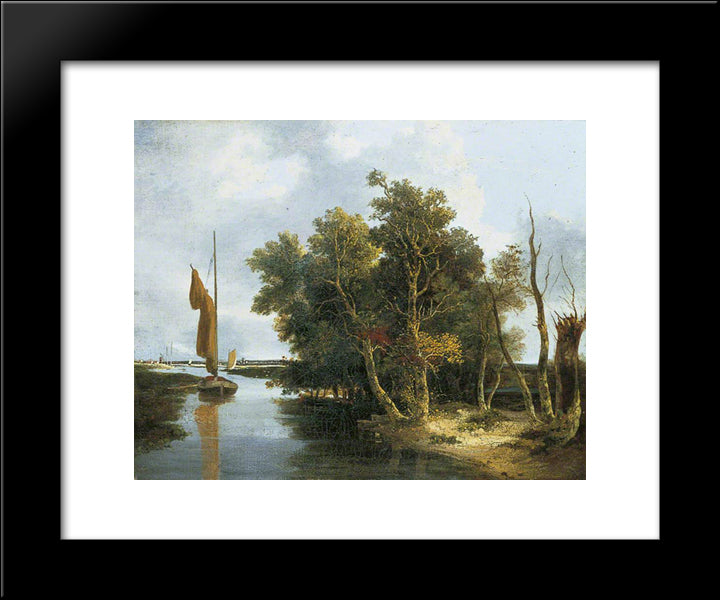 Wherries On The Yare 20x24 Black Modern Wood Framed Art Print Poster by Crome, John