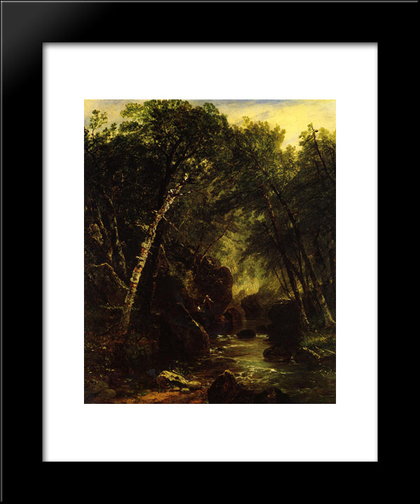 Trout Fisherman 20x24 Black Modern Wood Framed Art Print Poster by Kensett, John Frederick