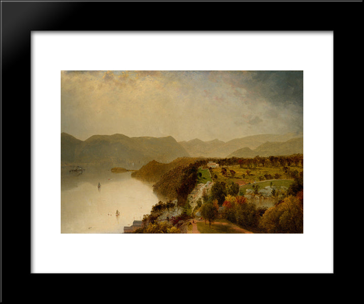 View From Cozzen'S Hotel Near West Point, N.Y. 20x24 Black Modern Wood Framed Art Print Poster by Kensett, John Frederick