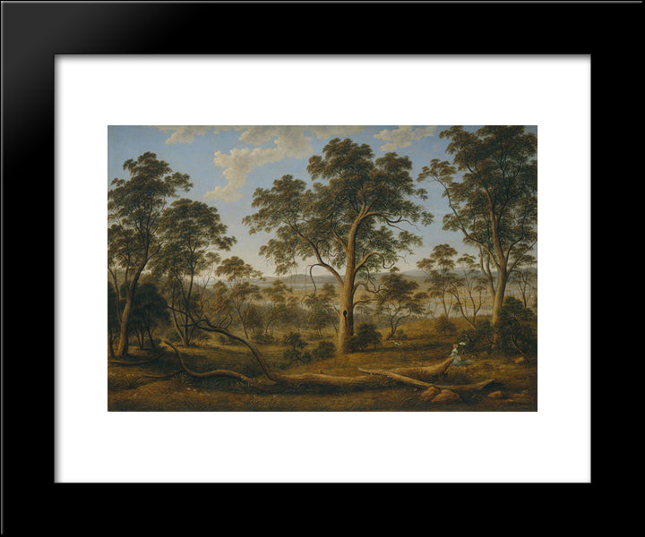 Launceston And The River Tamar 20x24 Black Modern Wood Framed Art Print Poster by Glover, John