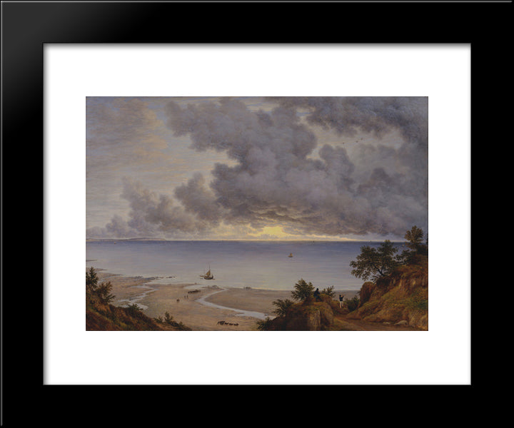 Sandown Bay, From Near Shanklin Chine, Isle Of Wight 20x24 Black Modern Wood Framed Art Print Poster by Glover, John
