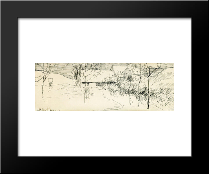 Artist'S House, Greenwich, Connecticut 20x24 Black Modern Wood Framed Art Print Poster by Twachtman, John Henry
