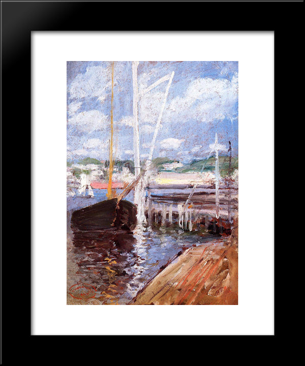 Boat Landing 20x24 Black Modern Wood Framed Art Print Poster by Twachtman, John Henry