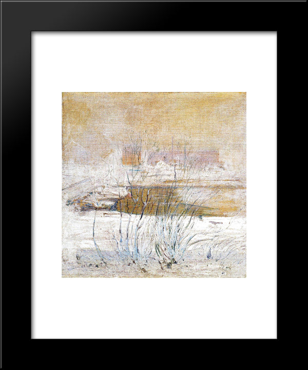 Bridge In Winter 20x24 Black Modern Wood Framed Art Print Poster by Twachtman, John Henry