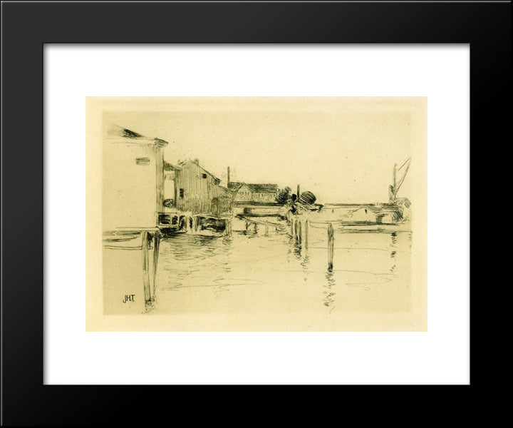 Bridgeport 20x24 Black Modern Wood Framed Art Print Poster by Twachtman, John Henry