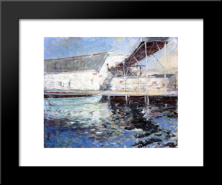 Fish Sheds, Gloucester, Massachusetts 20x24 Black Modern Wood Framed Art Print Poster by Twachtman, John Henry