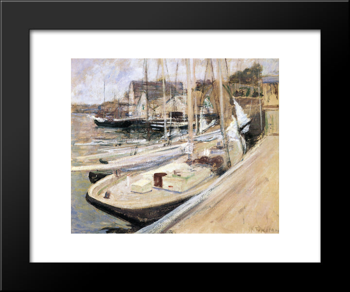Fishing Boats At Gloucester 20x24 Black Modern Wood Framed Art Print Poster by Twachtman, John Henry