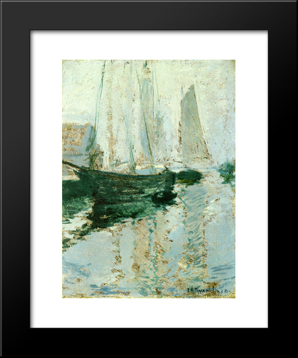 Gloucester Boats 20x24 Black Modern Wood Framed Art Print Poster by Twachtman, John Henry