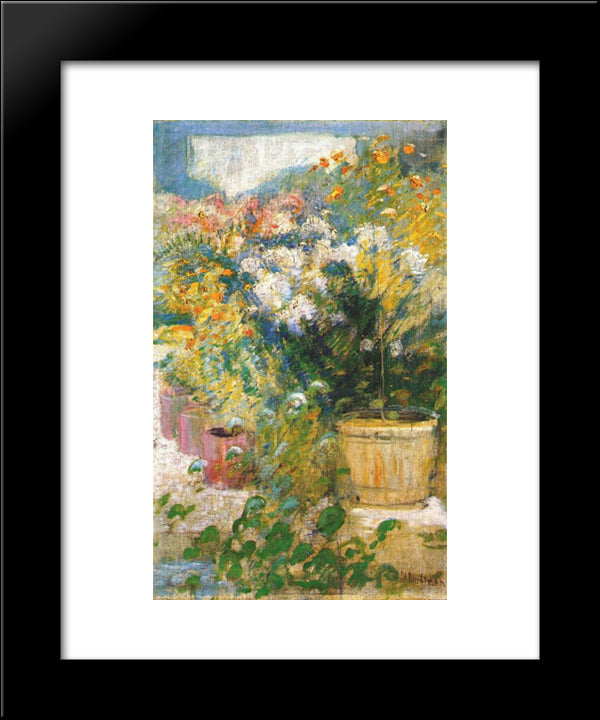 In The Greenhouse 20x24 Black Modern Wood Framed Art Print Poster by Twachtman, John Henry