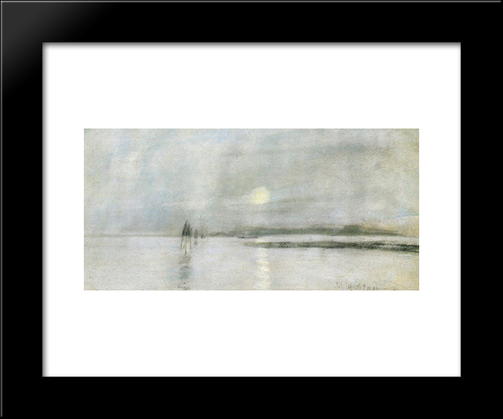 Moonlight, Flanders 20x24 Black Modern Wood Framed Art Print Poster by Twachtman, John Henry
