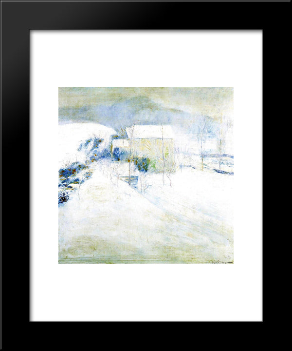Snow Scene At Utica 20x24 Black Modern Wood Framed Art Print Poster by Twachtman, John Henry