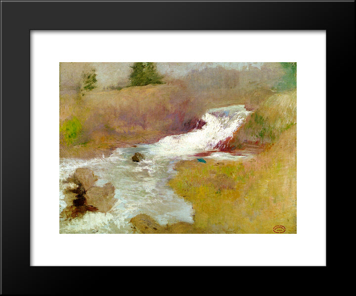 The Cascade In Spring 20x24 Black Modern Wood Framed Art Print Poster by Twachtman, John Henry