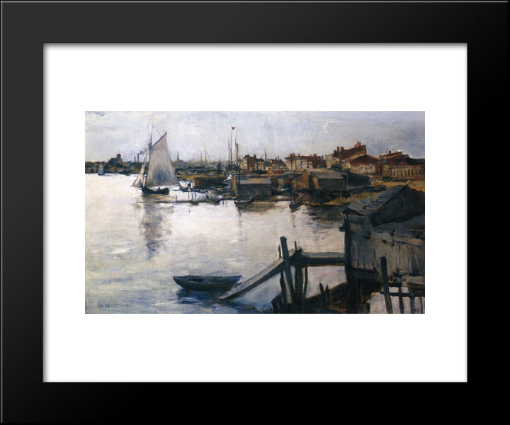 The Shore 20x24 Black Modern Wood Framed Art Print Poster by Twachtman, John Henry