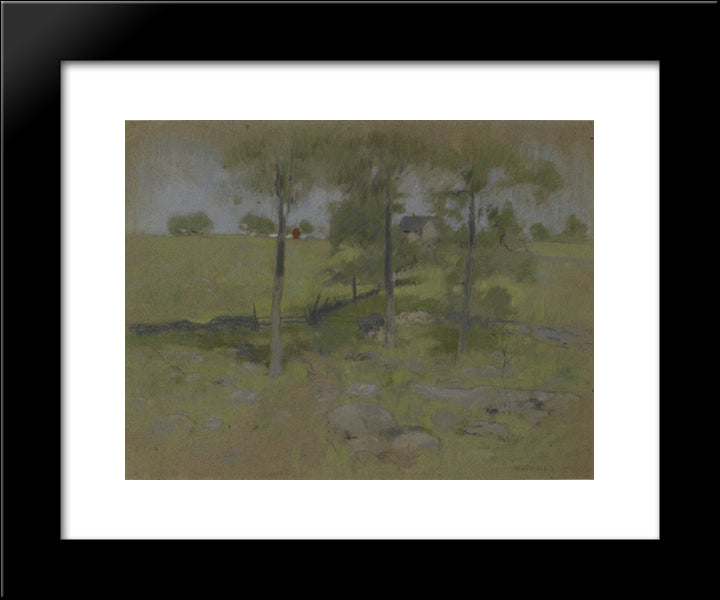 Three Trees 20x24 Black Modern Wood Framed Art Print Poster by Twachtman, John Henry