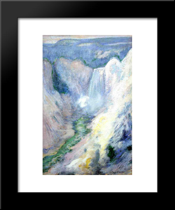 Waterfall In Yellowstone 20x24 Black Modern Wood Framed Art Print Poster by Twachtman, John Henry