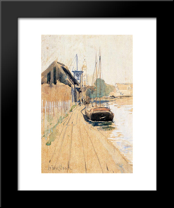Waterside Scene 20x24 Black Modern Wood Framed Art Print Poster by Twachtman, John Henry