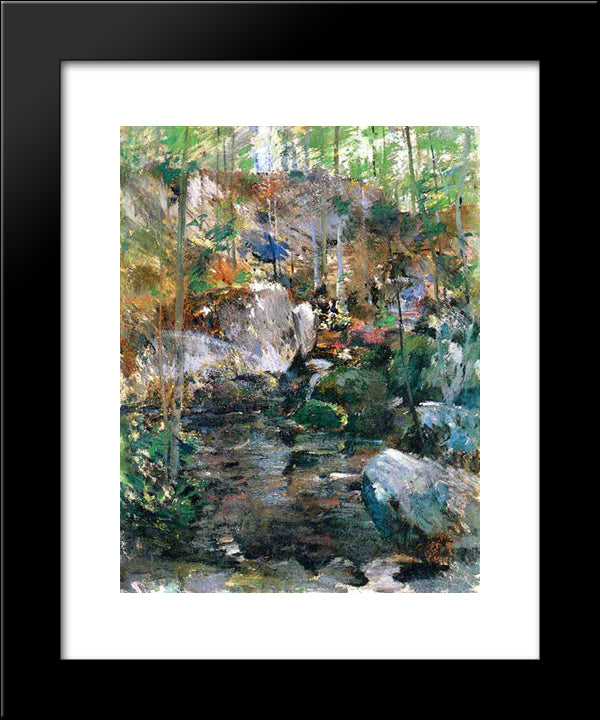Woodland-Stream 20x24 Black Modern Wood Framed Art Print Poster by Twachtman, John Henry