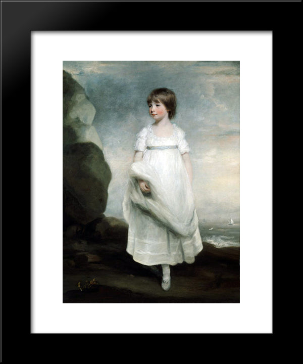Little Girl By The Sea 20x24 Black Modern Wood Framed Art Print Poster by Hoppner, John