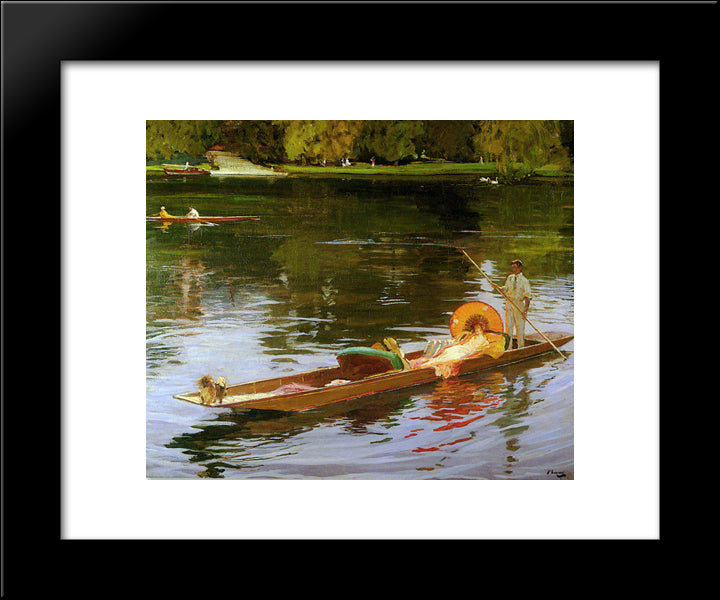 Boating On The Thames 20x24 Black Modern Wood Framed Art Print Poster by Lavery, John