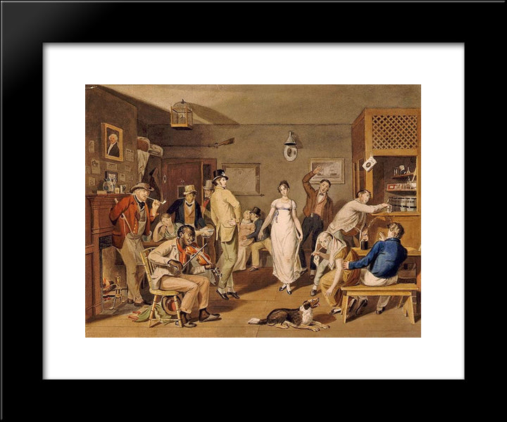 Barroom Dancing 20x24 Black Modern Wood Framed Art Print Poster by Krimmel, John Lewis