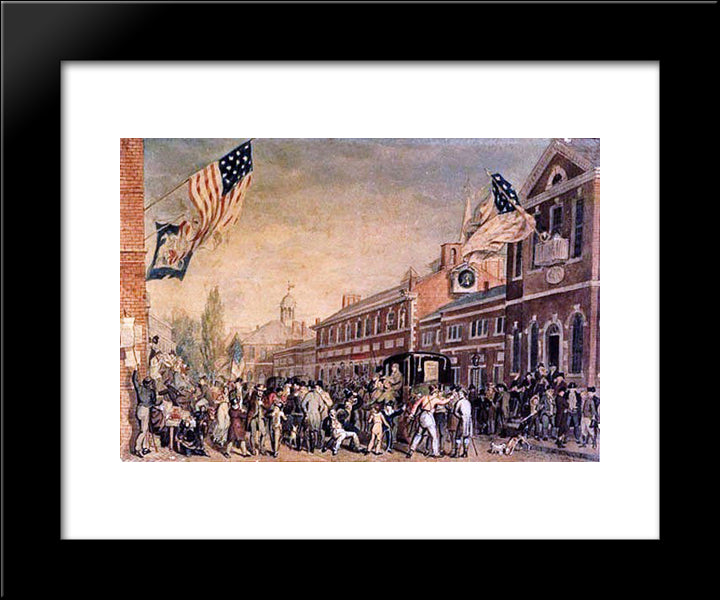 Philadelphia Election Day 20x24 Black Modern Wood Framed Art Print Poster by Krimmel, John Lewis