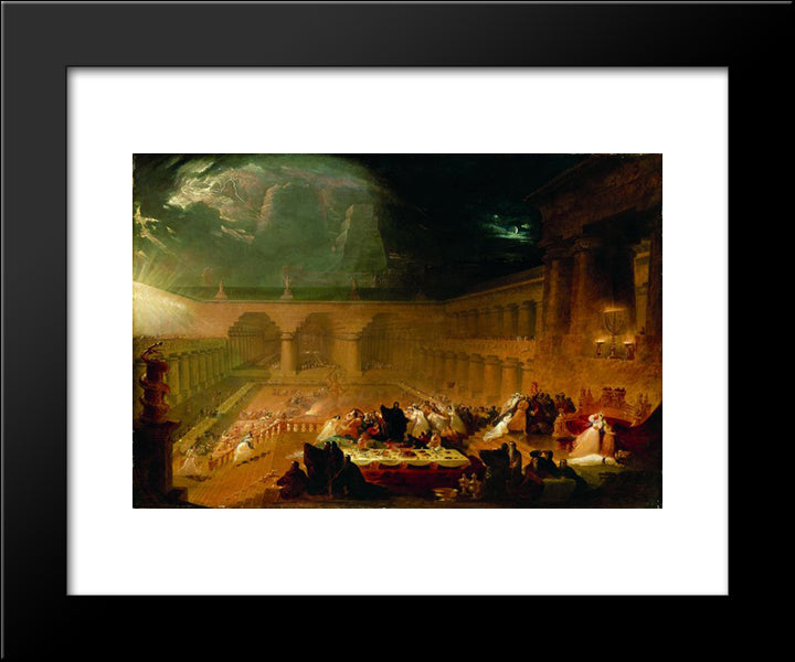 Belshazzar'S Feast 20x24 Black Modern Wood Framed Art Print Poster by Martin, John