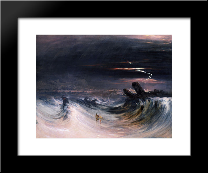 Destruction Of Tyre 20x24 Black Modern Wood Framed Art Print Poster by Martin, John