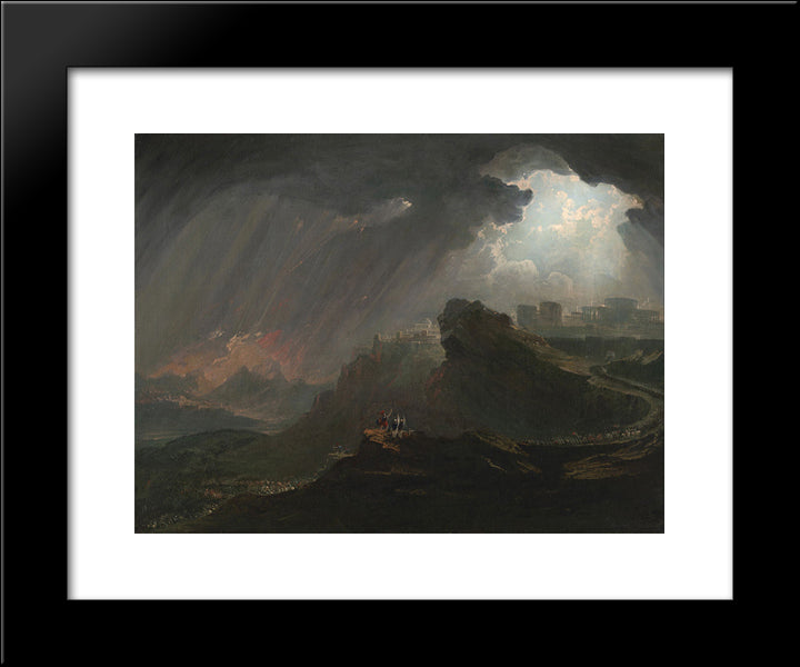 Joshua Commanding The Sun To Stand Still 20x24 Black Modern Wood Framed Art Print Poster by Martin, John