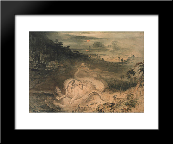The Country Of The Iguanodon 20x24 Black Modern Wood Framed Art Print Poster by Martin, John