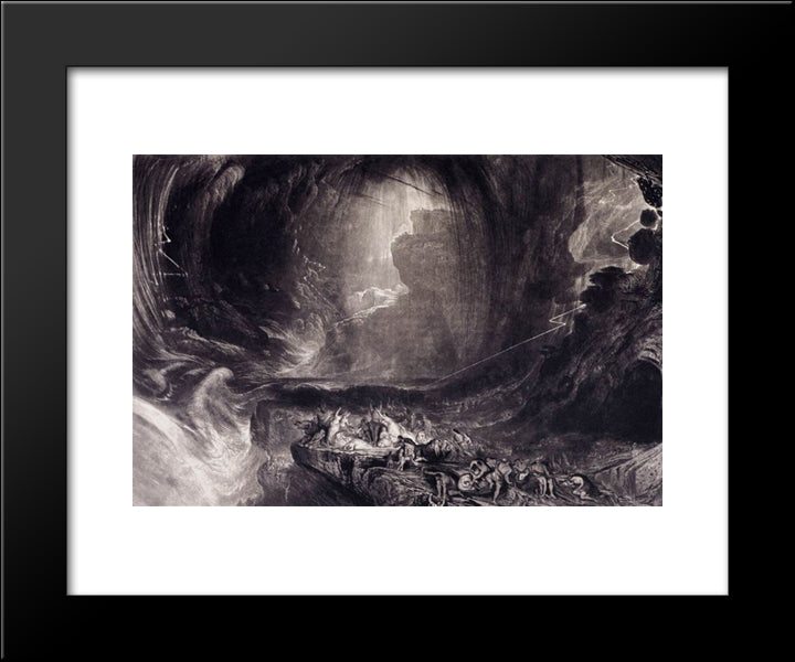 The Evening Of The Deluge 20x24 Black Modern Wood Framed Art Print Poster by Martin, John