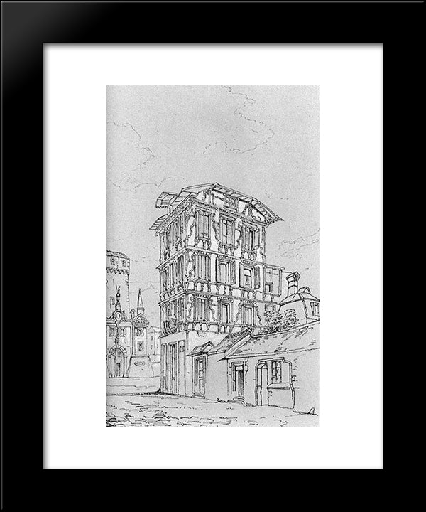 Ancient Maison Lucerne 20x24 Black Modern Wood Framed Art Print Poster by Ruskin, John