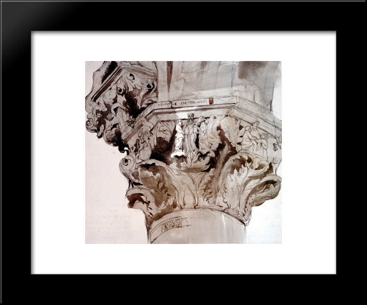 Capital 36 Of The Ducal Palace 20x24 Black Modern Wood Framed Art Print Poster by Ruskin, John