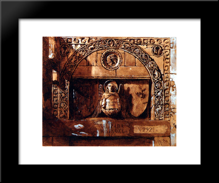 Doorhead From Ca Contarini 20x24 Black Modern Wood Framed Art Print Poster by Ruskin, John